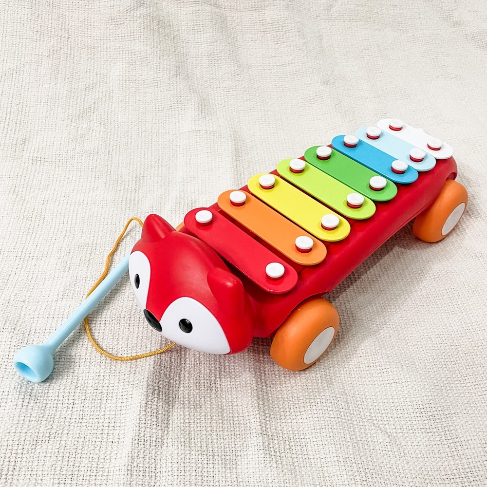 🦊 🎶 EUC Skip Hop Xylophone Fox Pull Toy for Baby/Toddler with Wheels & Baton
